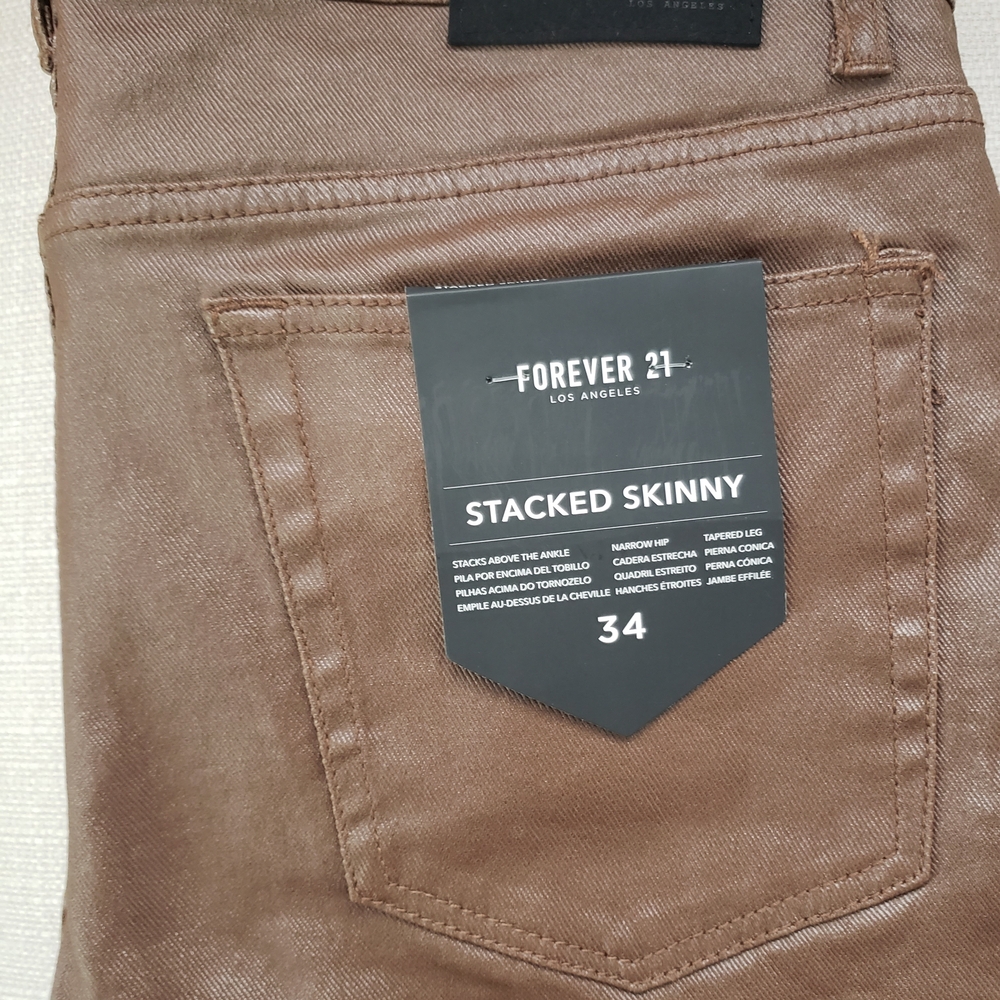 Forever 21 Men's Brown Faux Skinny Jeans